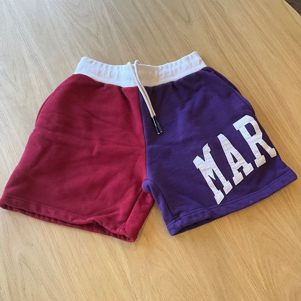 Men’s Market color block shorts, Purple and Red, Size Medium